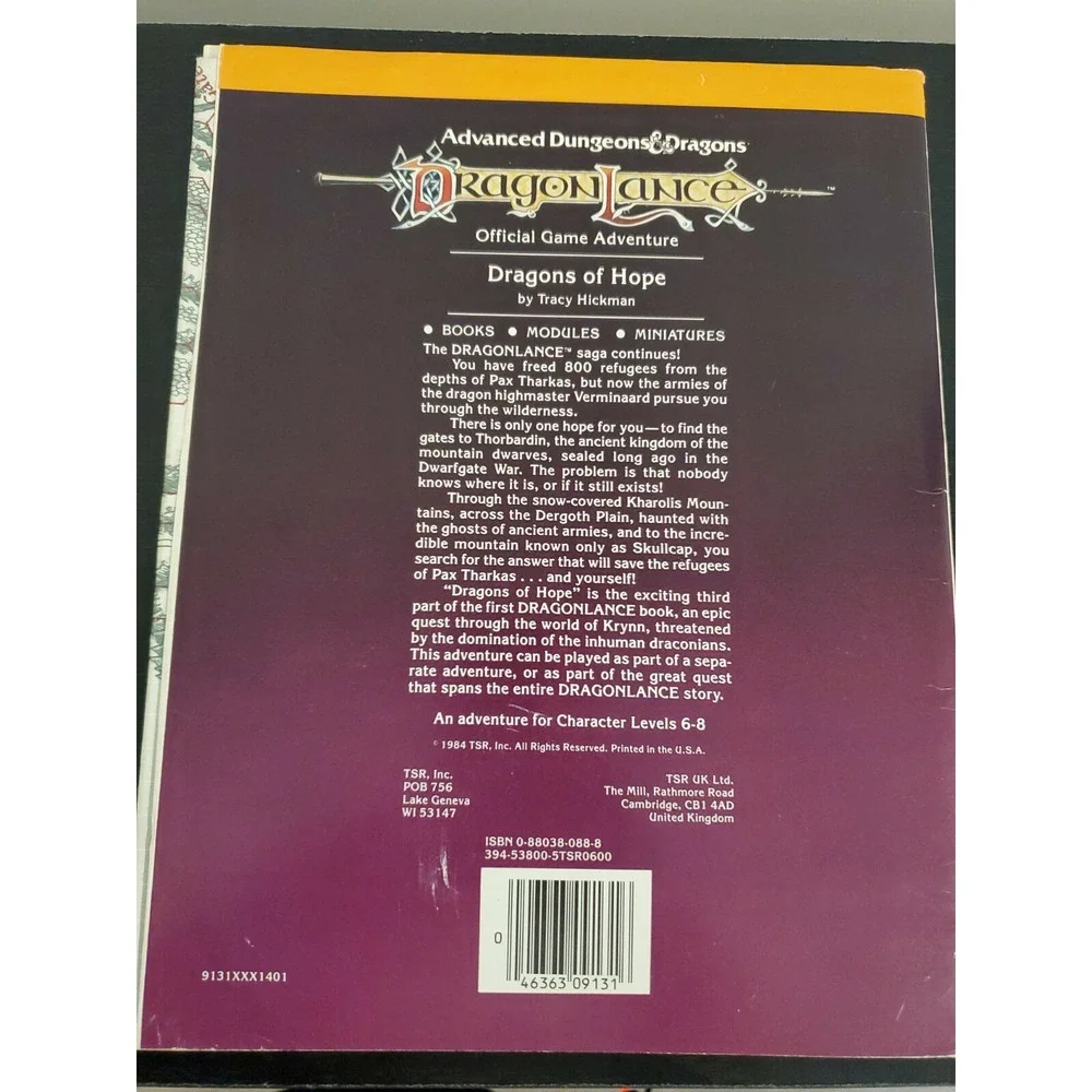 Dragons of Hope | AD&D 1st Edition RPG | 1984 TSR 9131 Dragonlance